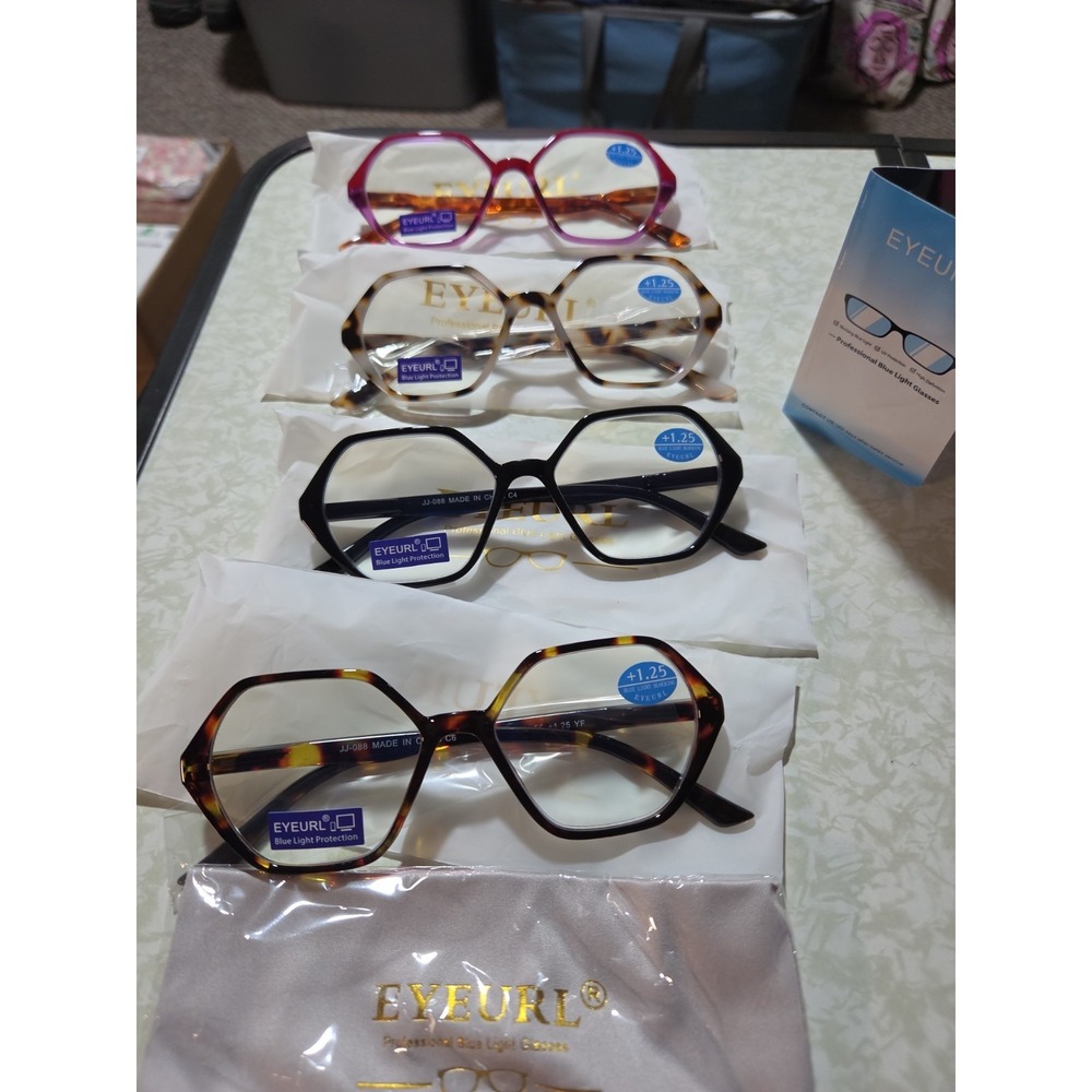Eyeurl Reading Eyeglasses black eyeurl blue Light Blocking +1.25